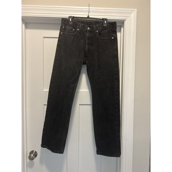 Y2k Levis 505 Jeans Mens Size 34 X 32 Regular Fit Made USA Denim Black Retro - Picture 1 of 8